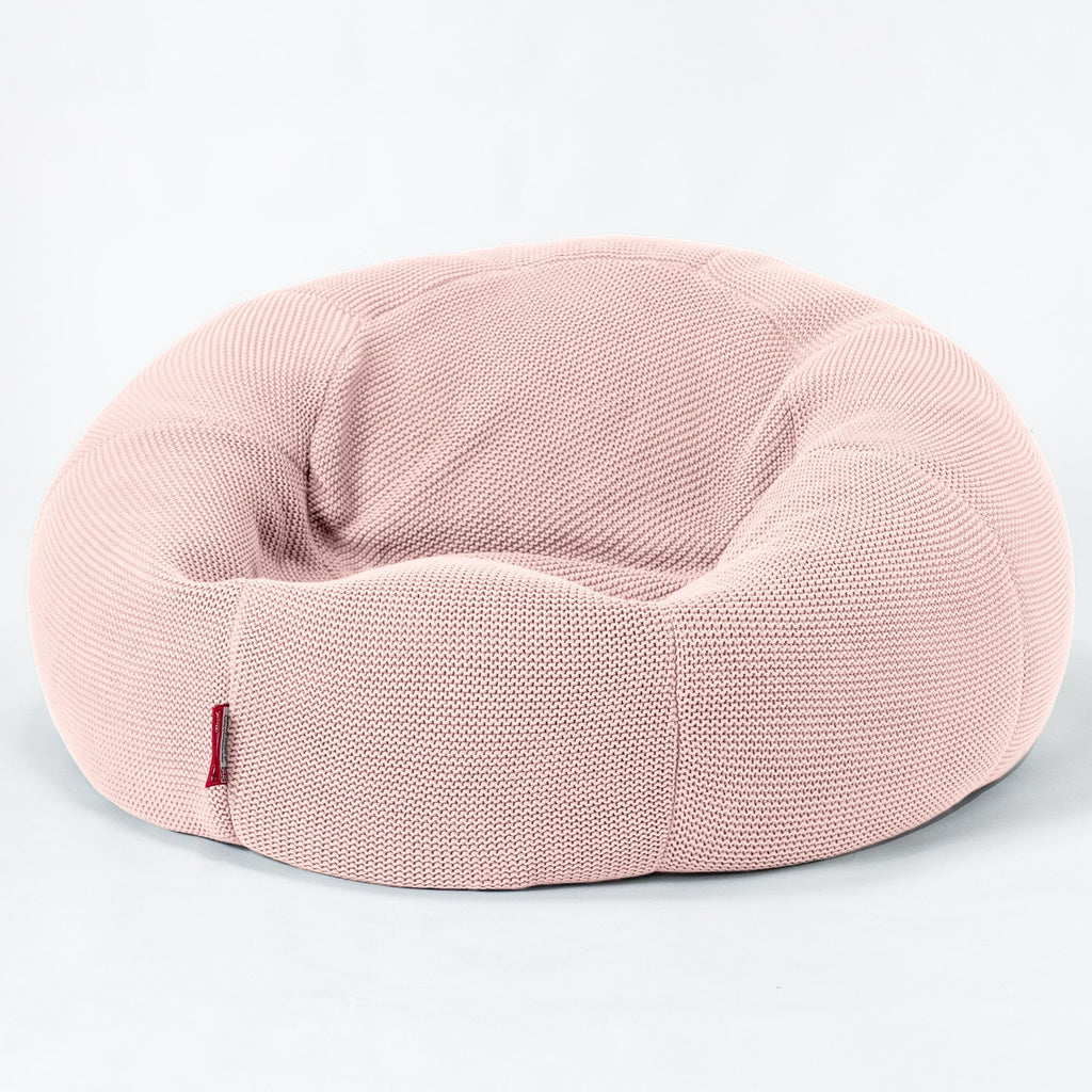LOUNGE PUG®, Klassisk Sittsäck Soffa Saccosäck, Ellos Stickad Baby rosa