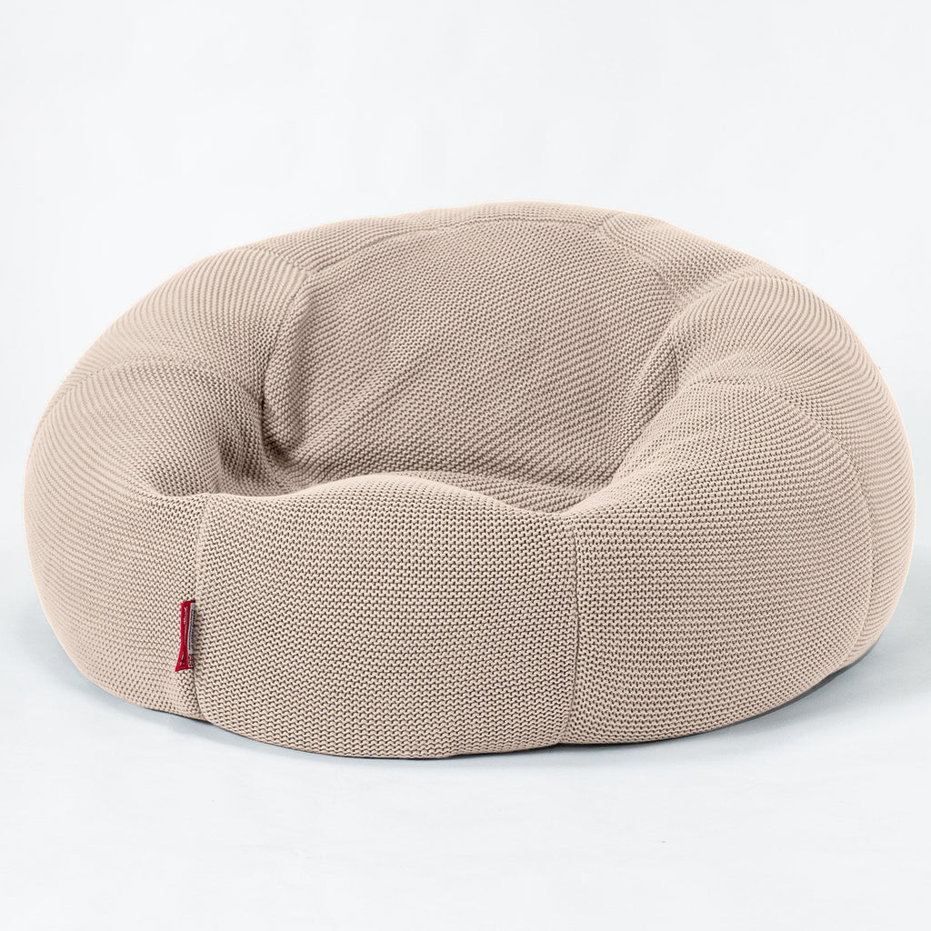LOUNGE PUG®, Klassisk Sittsäck Soffa Saccosäck, Ellos Stickad Gräddvit