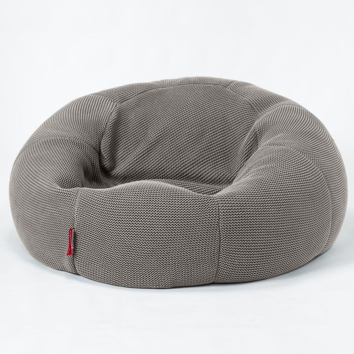 LOUNGE PUG®, Klassisk Sittsäck Soffa Saccosäck, Ellos Stickad Grå