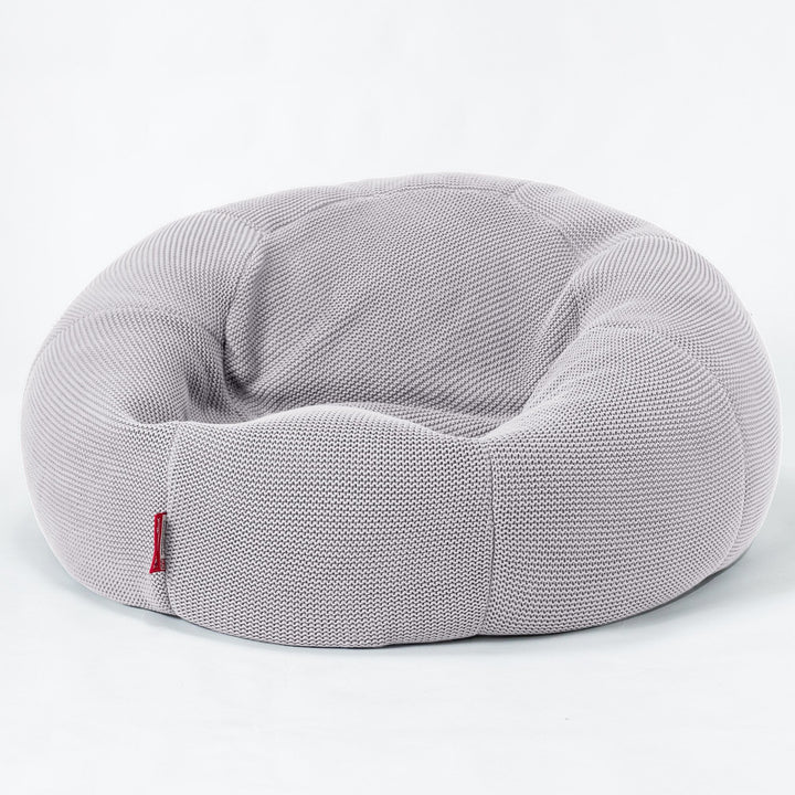 LOUNGE PUG®, Klassisk Sittsäck Soffa Saccosäck, Ellos Stickad Ljusgrå