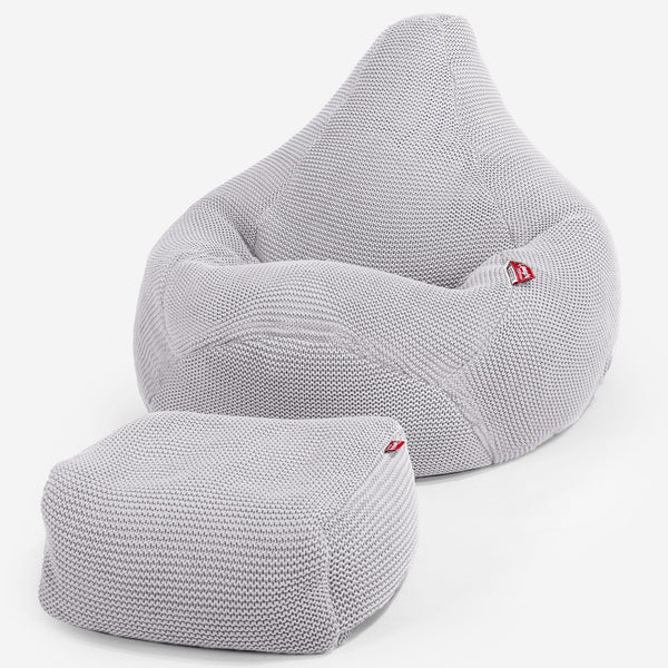 LOUNGE PUG®, Game Fåtölj Sittsäck, Sittsäck, Stol, Ellos Stickad Ljusgrå