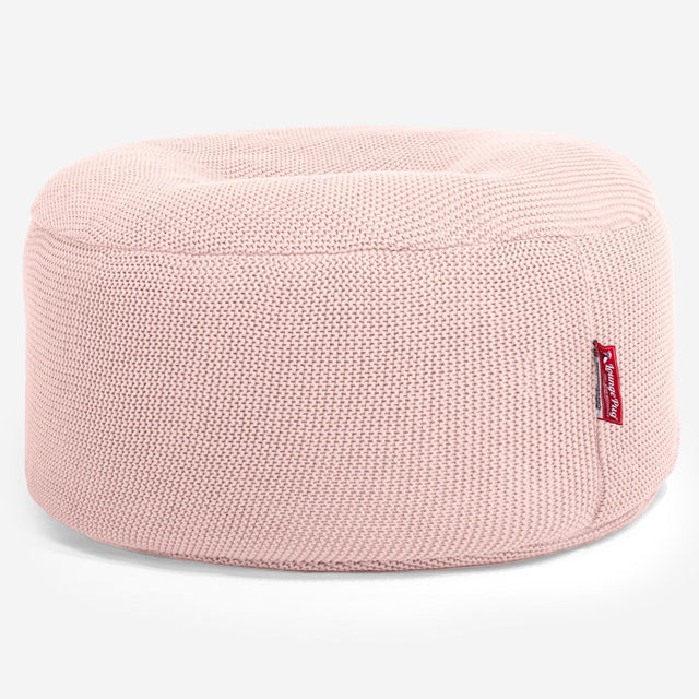 LOUNGE PUG®, Sittpuff, Puff Rund, Sittsäck, Ellos Stickad Baby rosa