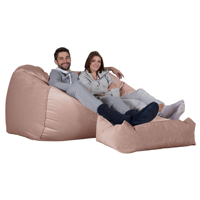 LOUNGE PUG®, Stor Sittsäck Soffa, Saccosäck Soffa, Sammet Rosa