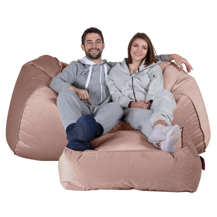 LOUNGE PUG®, Stor Sittsäck Soffa, Saccosäck Soffa, Sammet Rosa