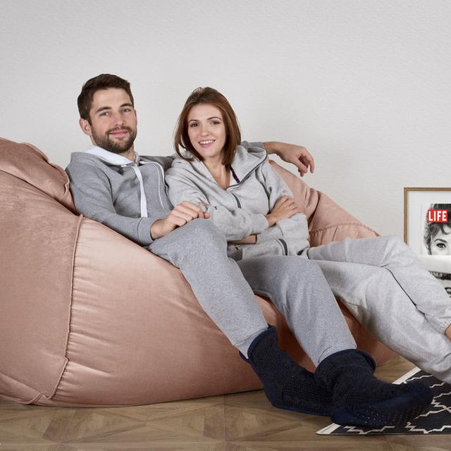 LOUNGE PUG®, Stor Sittsäck Soffa, Saccosäck Soffa, Sammet Rosa