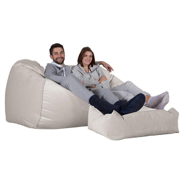 LOUNGE PUG®, Stor Sittsäck Soffa, Saccosäck Soffa, Sammet Silverfärgad