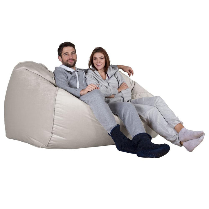 LOUNGE PUG®, Stor Sittsäck Soffa, Saccosäck Soffa, Sammet Silverfärgad