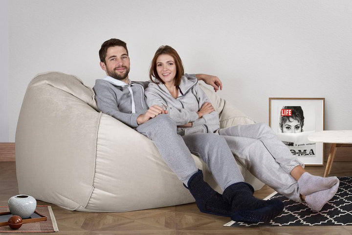 LOUNGE PUG®, Stor Sittsäck Soffa, Saccosäck Soffa, Sammet Silverfärgad