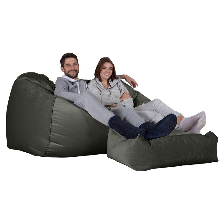 LOUNGE PUG®, Stor Sittsäck Soffa, Saccosäck Soffa, Sammet Grafitgrå