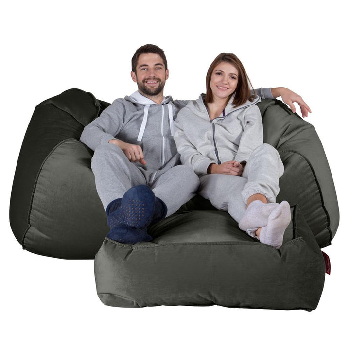 LOUNGE PUG®, Stor Sittsäck Soffa, Saccosäck Soffa, Sammet Grafitgrå