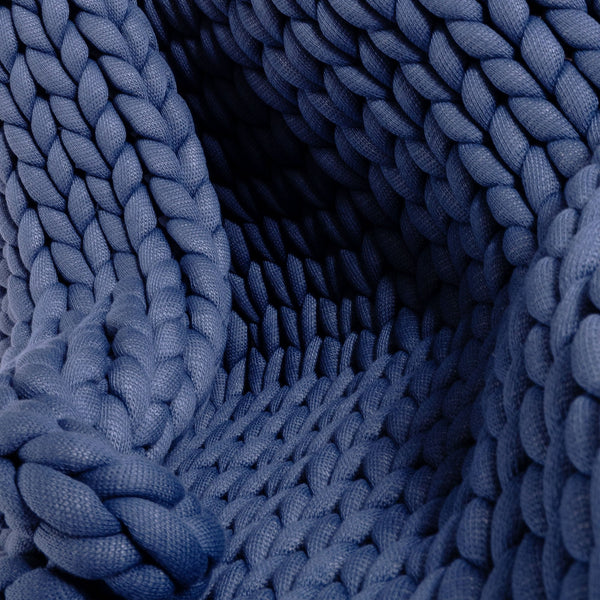 Tyngdfilt för Vuxna - Grov stickning Mörkblå Fabric Close-up Image