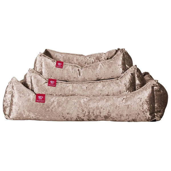 Mighty Bark, Hundkojan, Hundbädd med Ortopediskt Memoryskum, Vintagesammet Tryffel