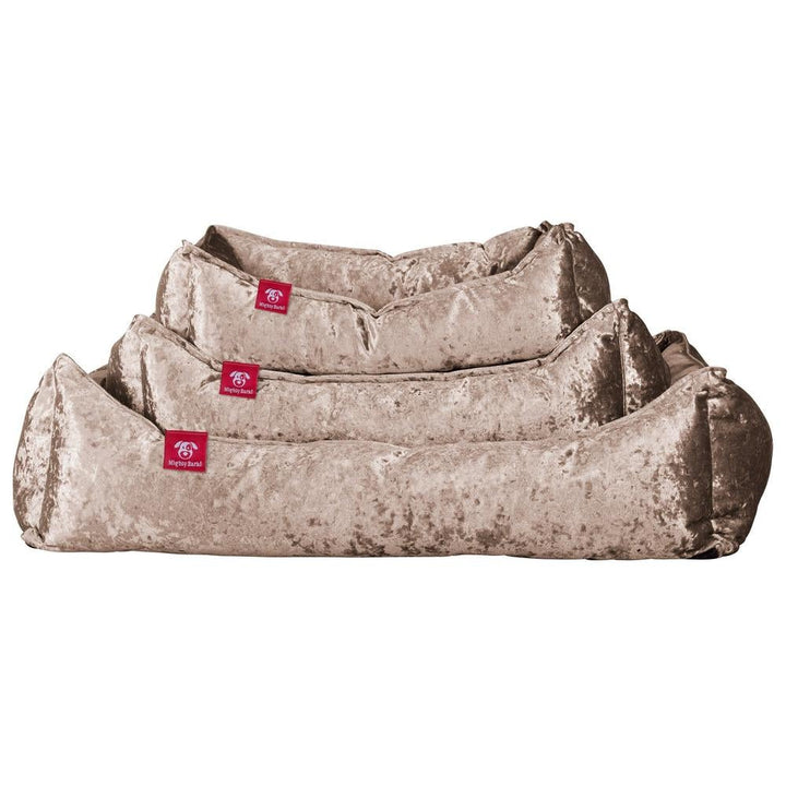Mighty Bark, Hundkojan, Hundbädd med Ortopediskt Memoryskum, Vintagesammet Tryffel