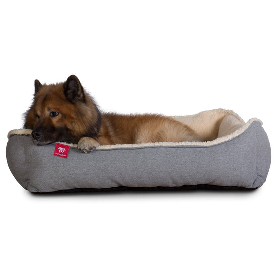 Mighty Bark, Hundkojan, Hundbädd med Ortopediskt Memoryskum, Interalli-ull Grå