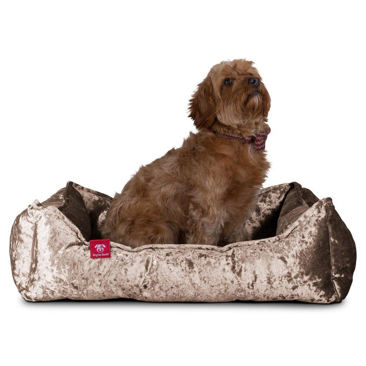 Mighty Bark, Hundkojan, Hundbädd med Ortopediskt Memoryskum, Vintagesammet Tryffel