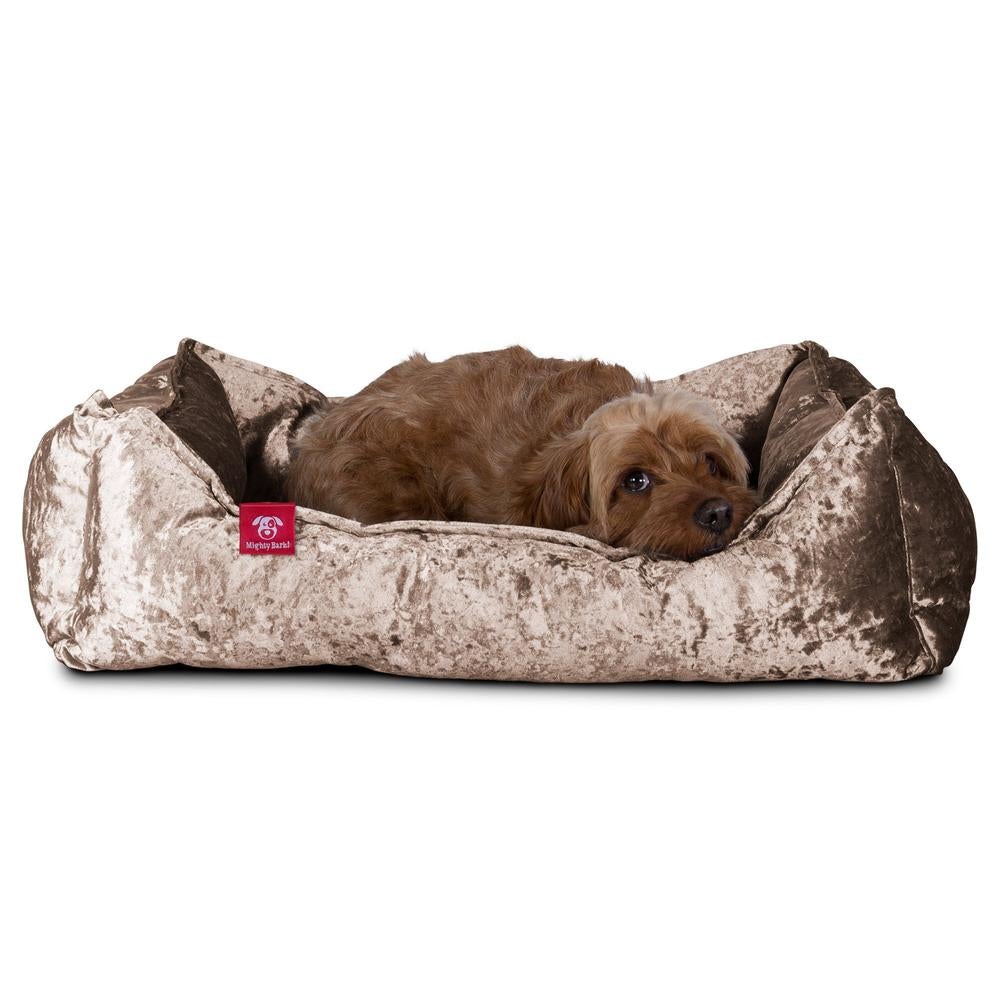 Mighty Bark, Hundkojan, Hundbädd med Ortopediskt Memoryskum, Vintagesammet Tryffel