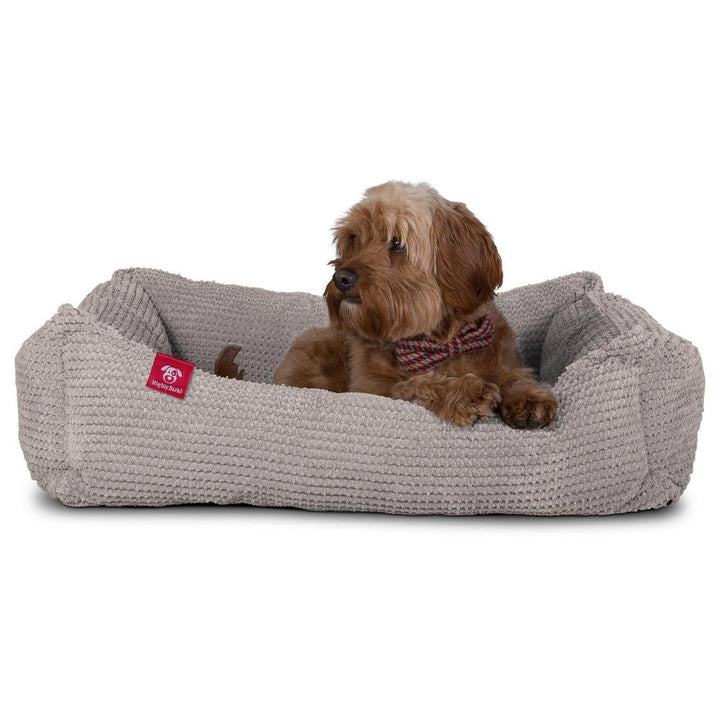 Mighty Bark, Hundkojan, Hundbädd med Ortopediskt Memoryskum, Pom-pom Minkbrun