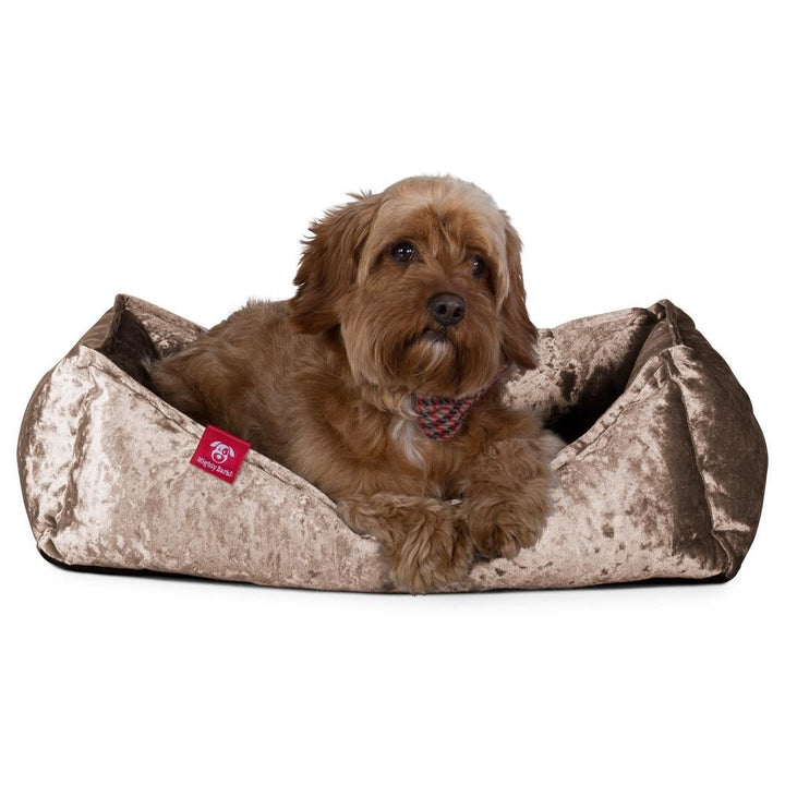 Mighty Bark, Hundkojan, Hundbädd med Ortopediskt Memoryskum, Vintagesammet Tryffel