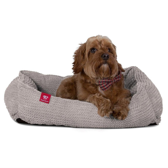 Mighty Bark, Hundkojan, Hundbädd med Ortopediskt Memoryskum, Pom-pom Minkbrun