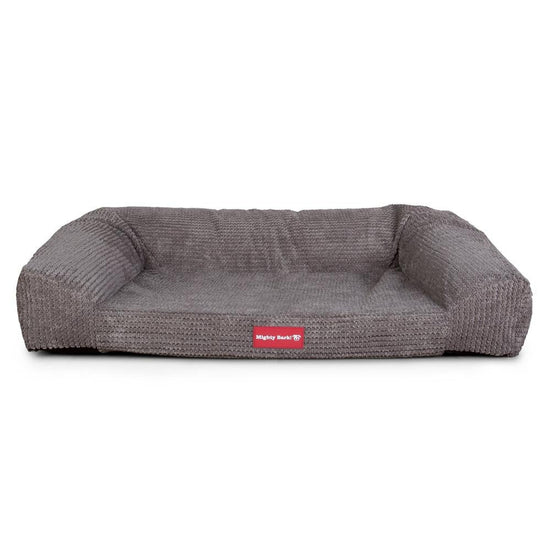 Mighty Bark, Soffan, Hundsoffa/Hundbädd med Ortopediskt Memoryskum, Pom-pom Mörkgrå