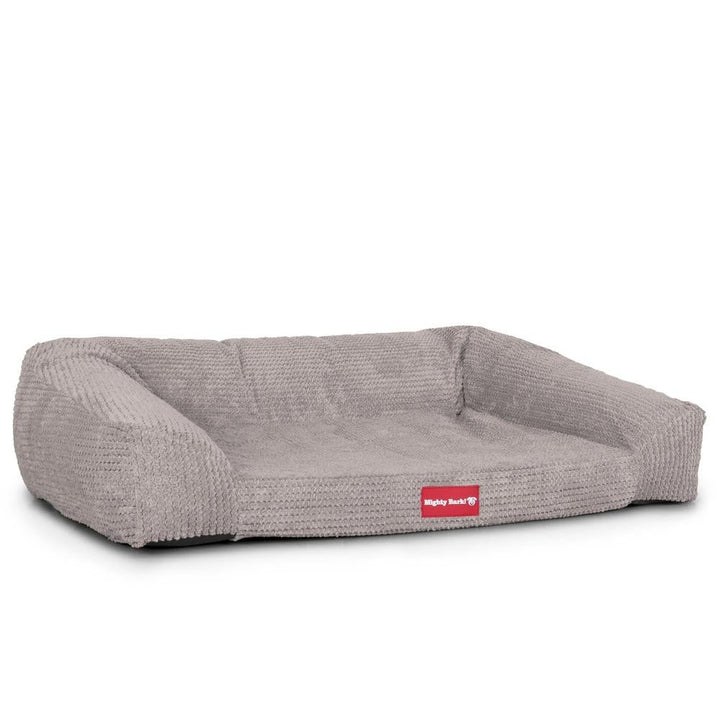 Mighty Bark, Soffan, Hundsoffa/Hundbädd med Ortopediskt Memoryskum, Pom-pom Minkbrun