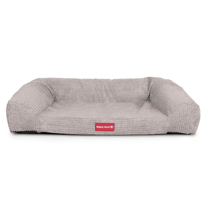 Mighty Bark, Soffan, Hundsoffa/Hundbädd med Ortopediskt Memoryskum, Pom-pom Minkbrun