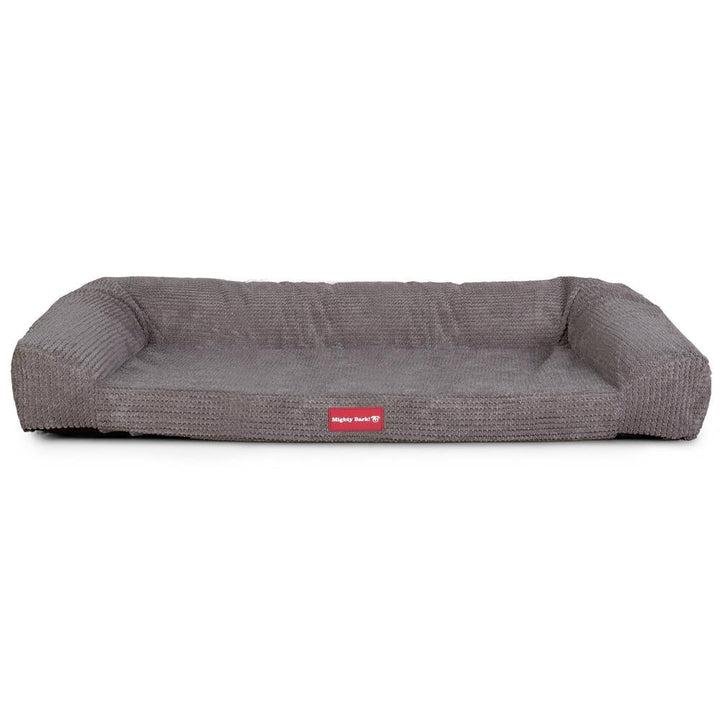 Mighty Bark, Soffan, Hundsoffa/Hundbädd med Ortopediskt Memoryskum, Pom-pom Mörkgrå
