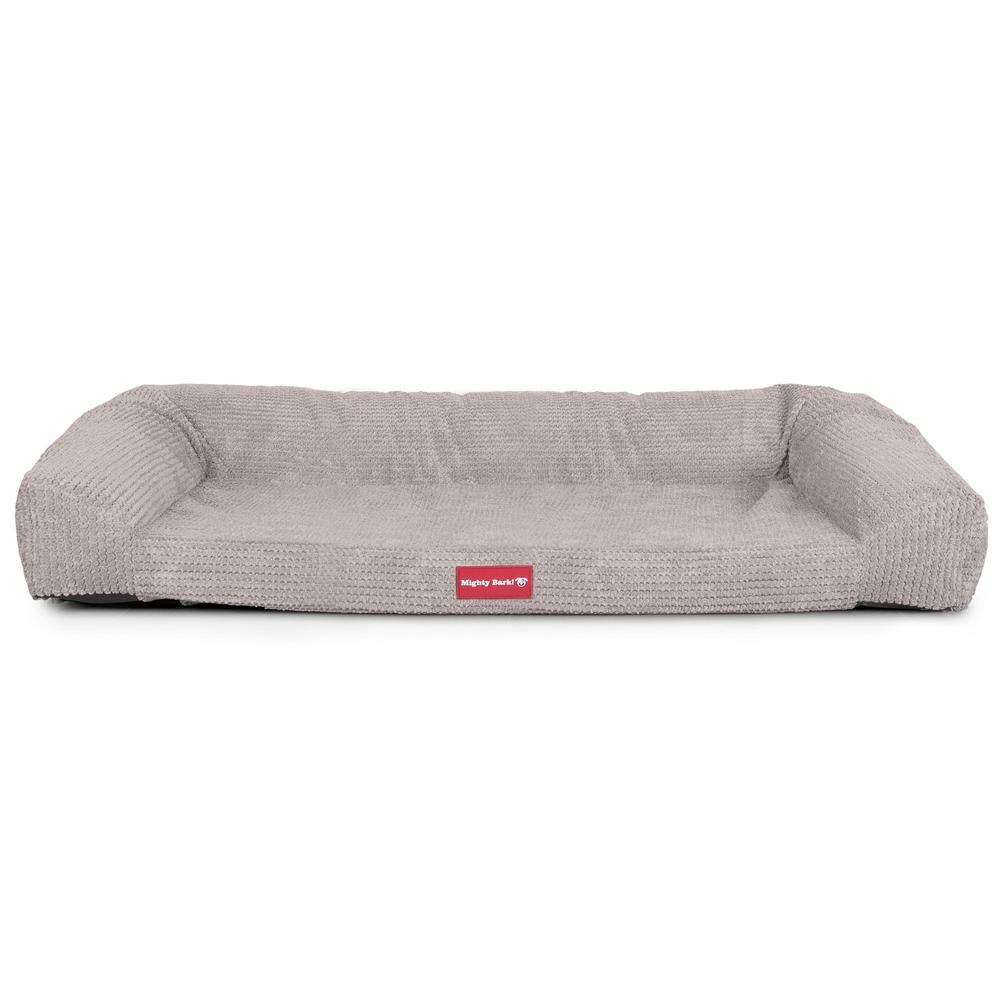 Mighty Bark, Soffan, Hundsoffa/Hundbädd med Ortopediskt Memoryskum, Pom-pom Minkbrun