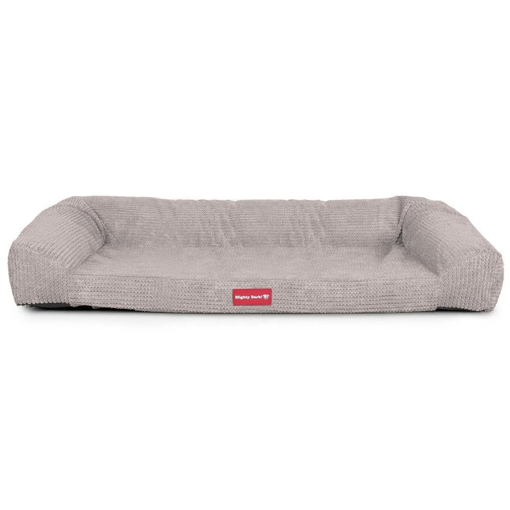 Mighty Bark, Soffan, Hundsoffa/Hundbädd med Ortopediskt Memoryskum, Pom-pom Minkbrun