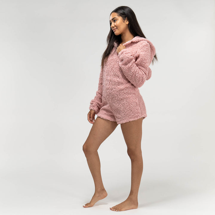 Byxdress i Teddyfleece Med Öron för Dam - Rosa 03