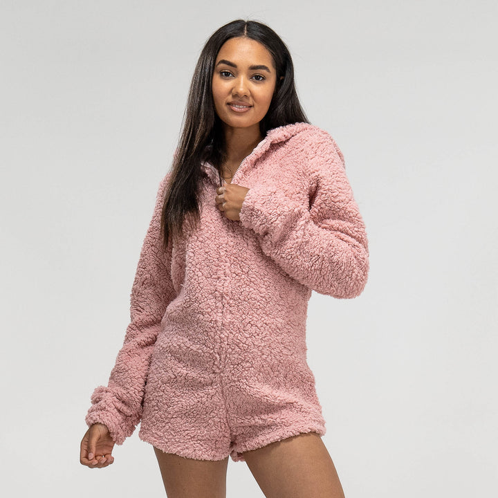 Byxdress i Teddyfleece Med Öron för Dam - Rosa 04