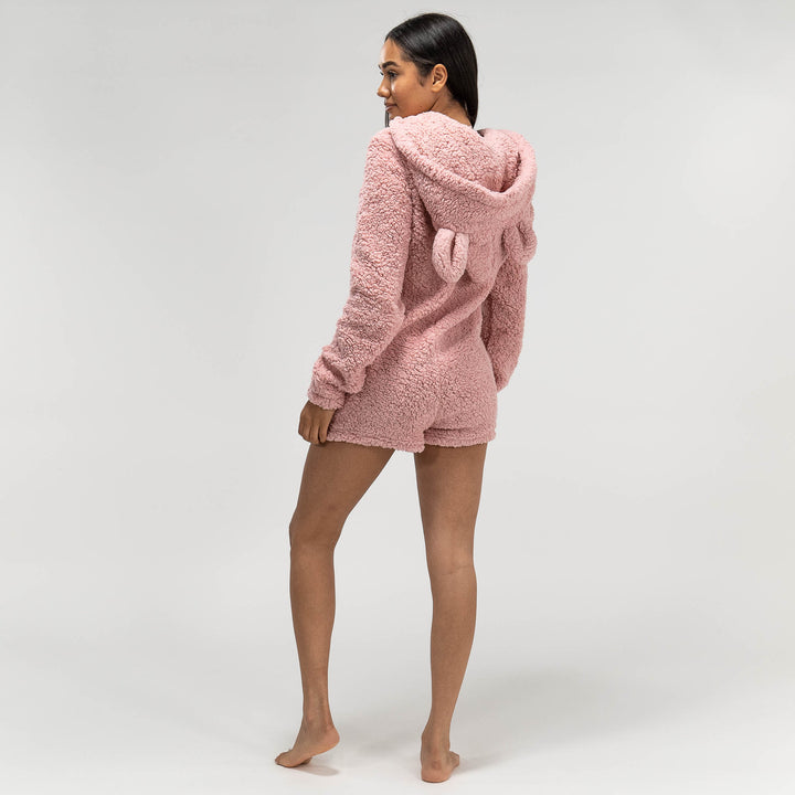 Byxdress i Teddyfleece Med Öron för Dam - Rosa 06