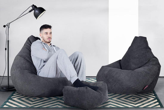 LOUNGE PUG®, Game Fåtölj Sittsäck, Sittsäck, Stol, Våfflat Grafitgrå