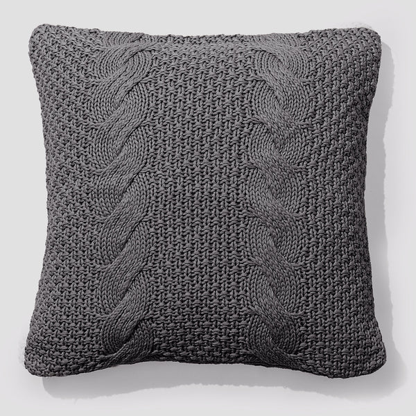 Kudde 47 x 47cm - 100% Bomulls Cable Grå 01