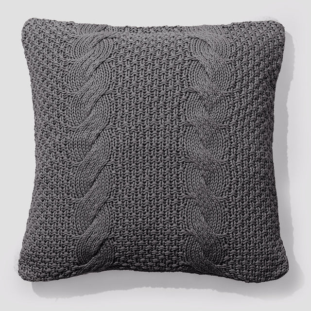 Kudde 47 x 47cm - 100% Bomulls Cable Grå 01