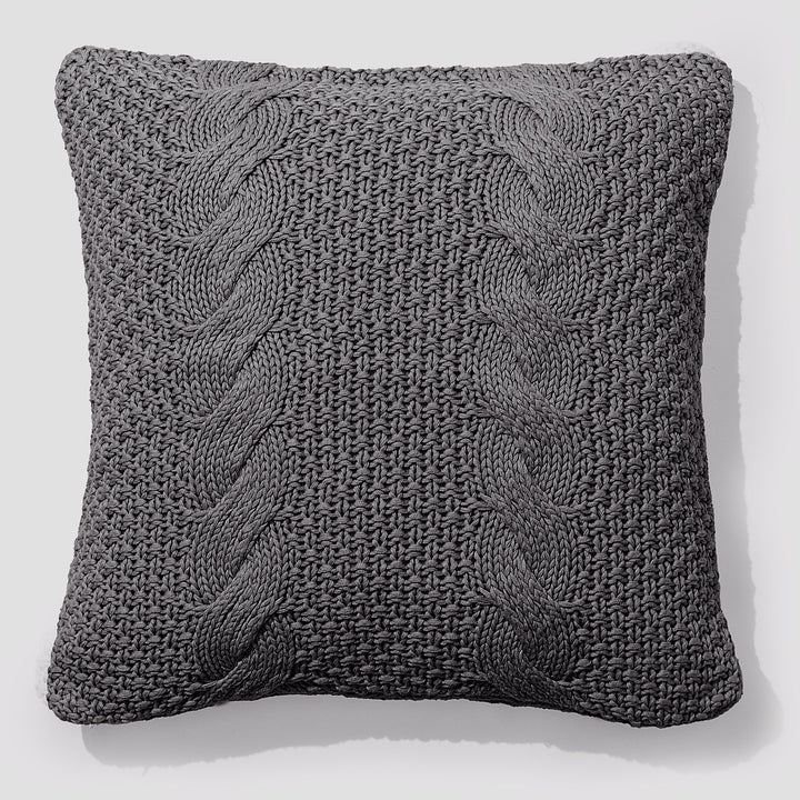 Kudde 47 x 47cm - 100% Bomulls Cable Grå 01