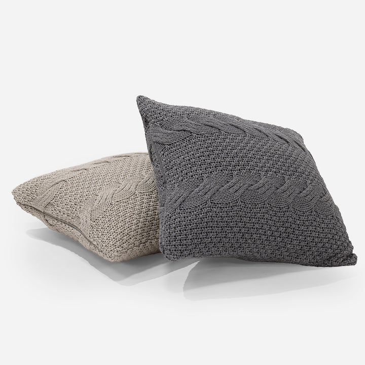 Kudde 47 x 47cm - 100% Bomulls Cable Grå 03