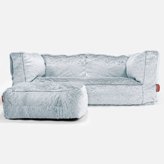 Albert 2-sits Saccosäcksoffa - Fuskkaninpäls Gammelblå 02