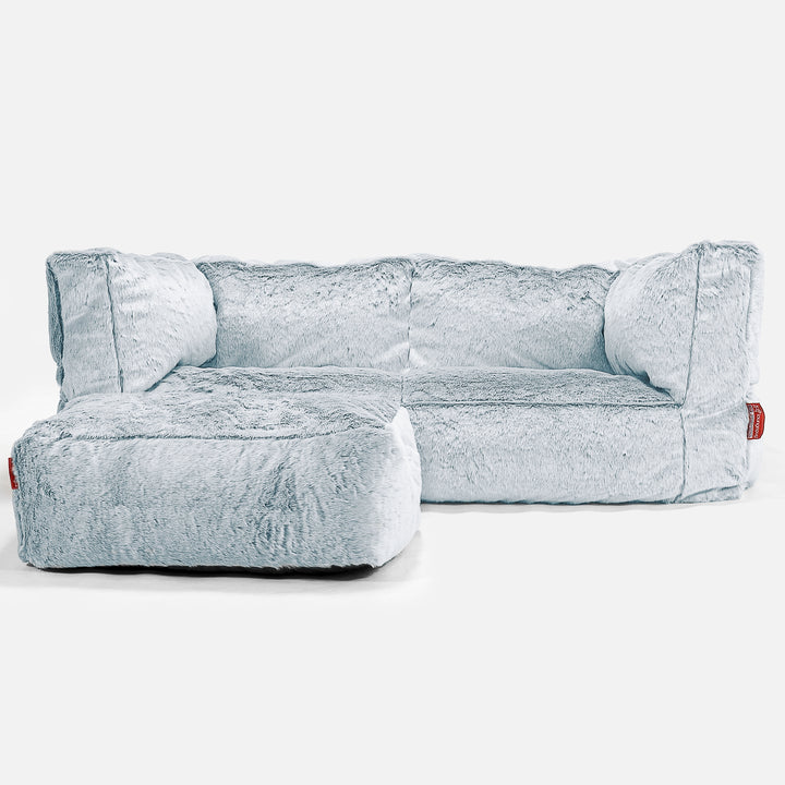 Albert 2-sits Saccosäcksoffa - Fuskkaninpäls Gammelblå 02
