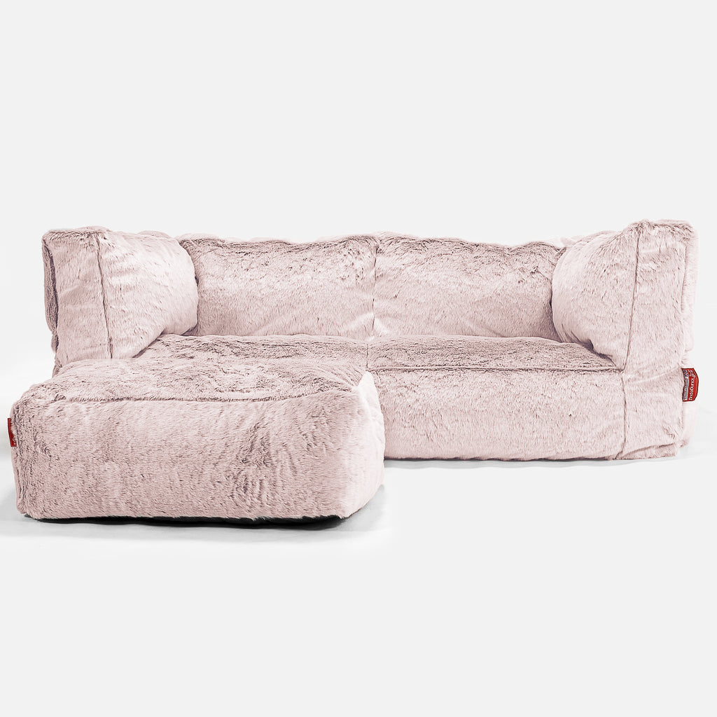 Albert 2-sits Saccosäcksoffa - Fuskkaninpäls Gammelrosa 02