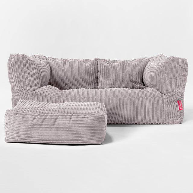 Albert 2-sits Saccosäcksoffa - Klassisk Manchestertyg Silvergrå 02
