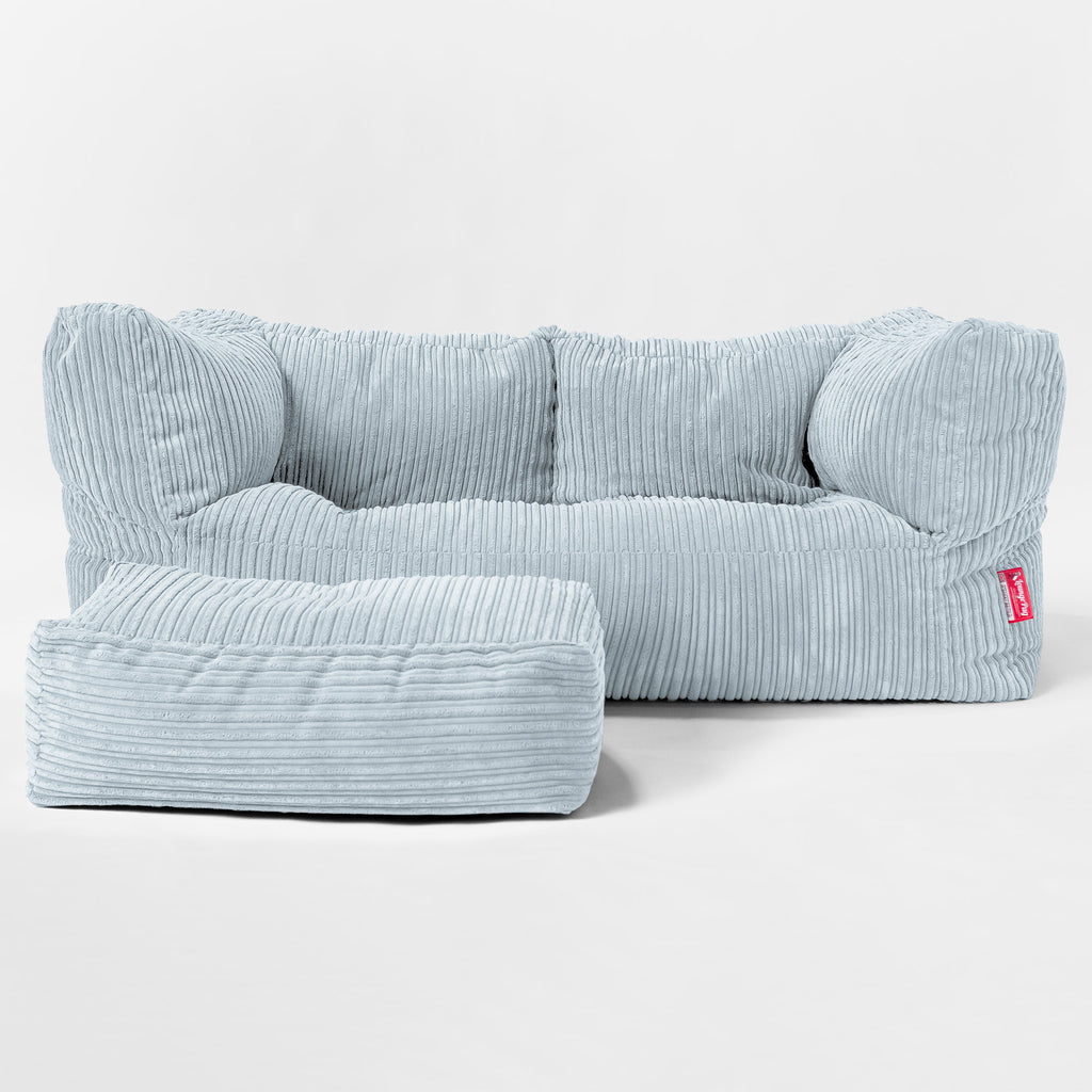 'The Albert' 2-sits Saccosäcksoffa - Klassisk Manchestertyg Baby Blå 02