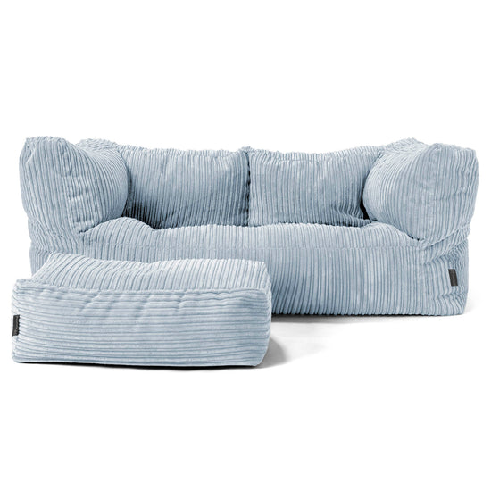Albert 2-sits Saccosäcksoffa - Klassisk Manchestertyg Baby Blå 02