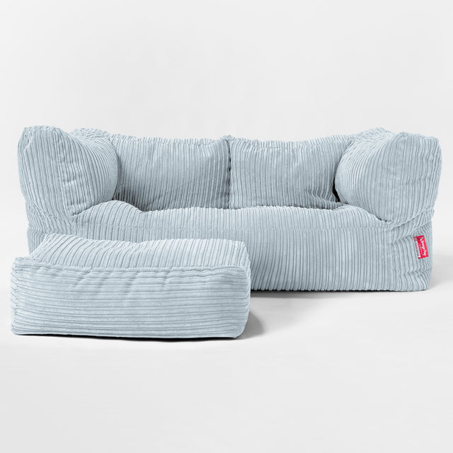 Albert 2-sits Saccosäcksoffa - Klassisk Manchestertyg Baby Blå 02