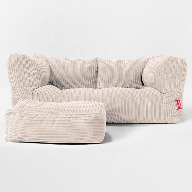 Albert 2-sits Saccosäcksoffa - Klassisk Manchestertyg Elfenbensvit 02