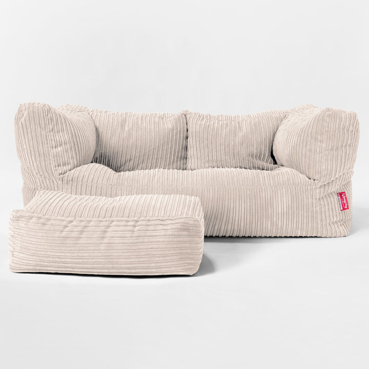 Albert 2-sits Saccosäcksoffa - Klassisk Manchestertyg Elfenbensvit 02