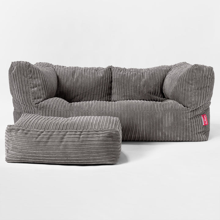 Albert 2-sits Saccosäcksoffa - Klassisk Manchestertyg Grafitgrå 02