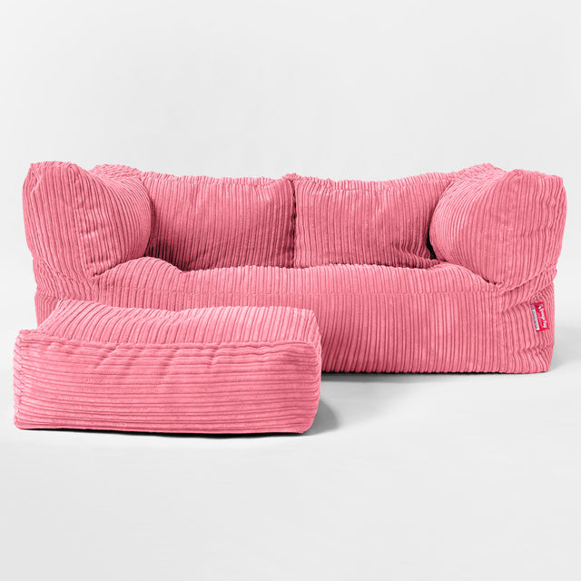 Albert 2-sits Saccosäcksoffa - Klassisk Manchestertyg Korall 02