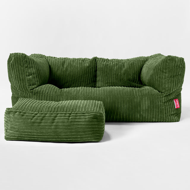 Albert 2-sits Saccosäcksoffa - Klassisk Manchestertyg Skogsgrön 02