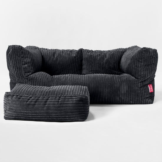 Albert 2-sits Saccosäcksoffa - Klassisk Manchestertyg Svart 02